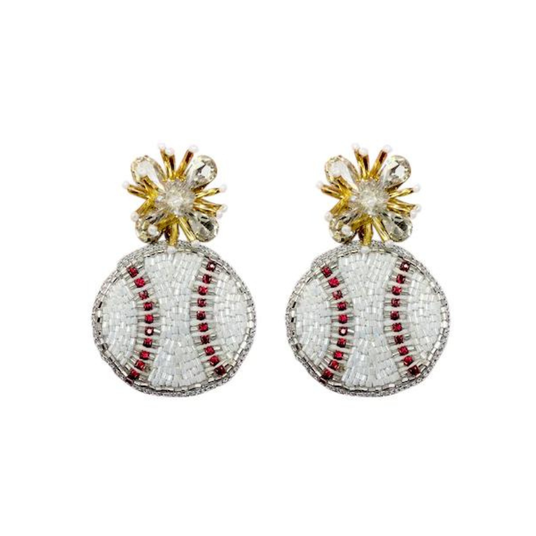 Fancy Baseball Beaded Earrings image