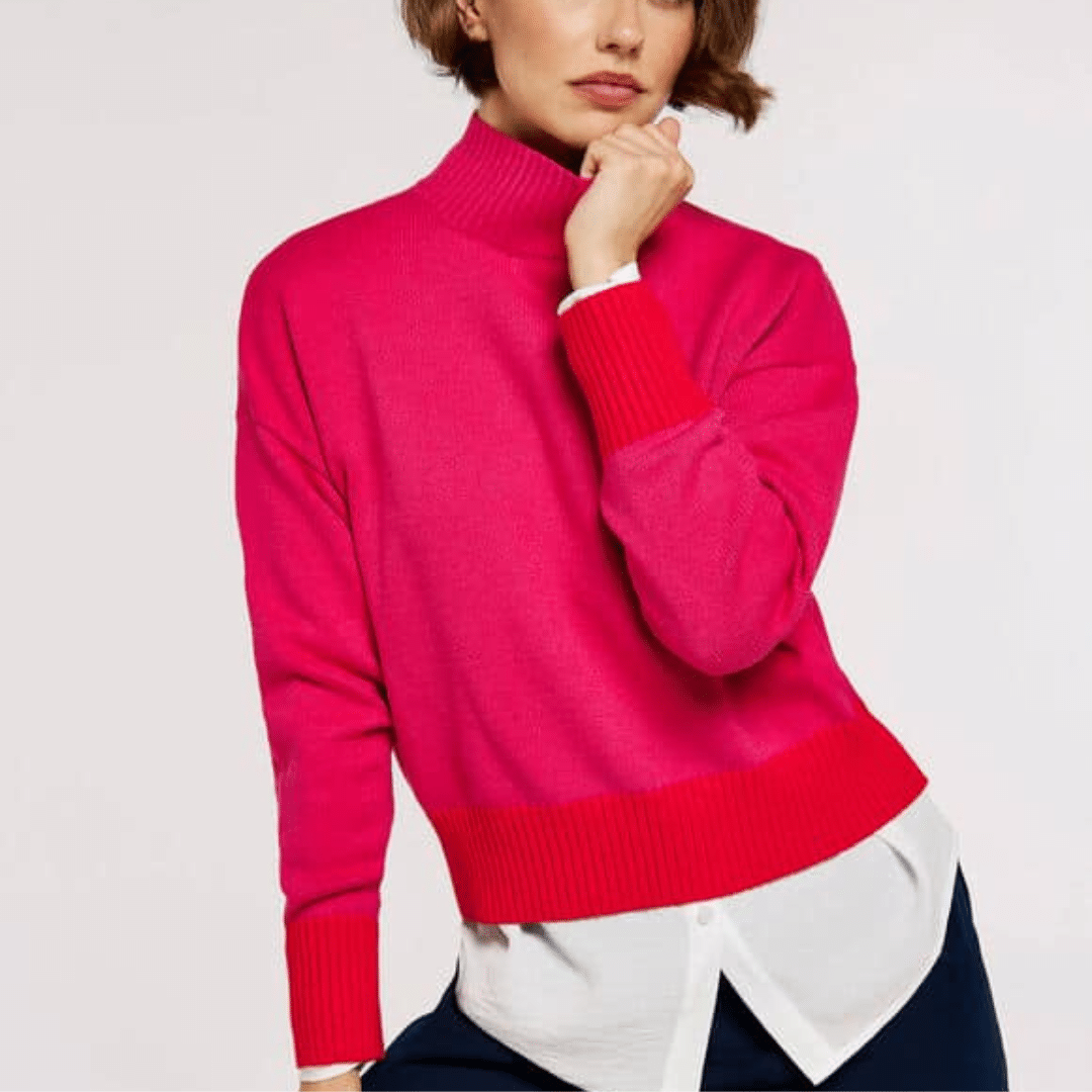 Pink and Red Colorblock Sweater image