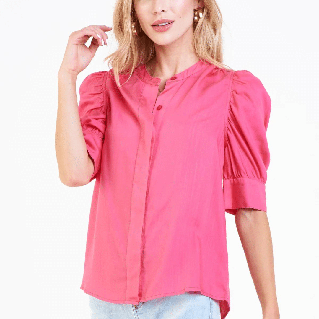 Rowan Puff Sleeve Capri Shirt in Sorbet Pink image