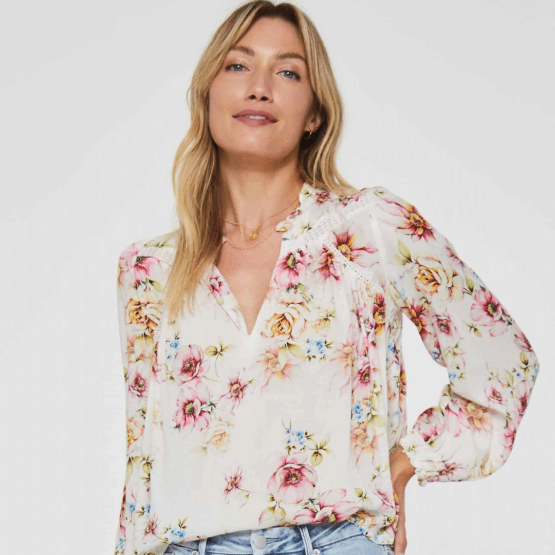 Winslow Lace Insert Long Sleeve Floral Top image