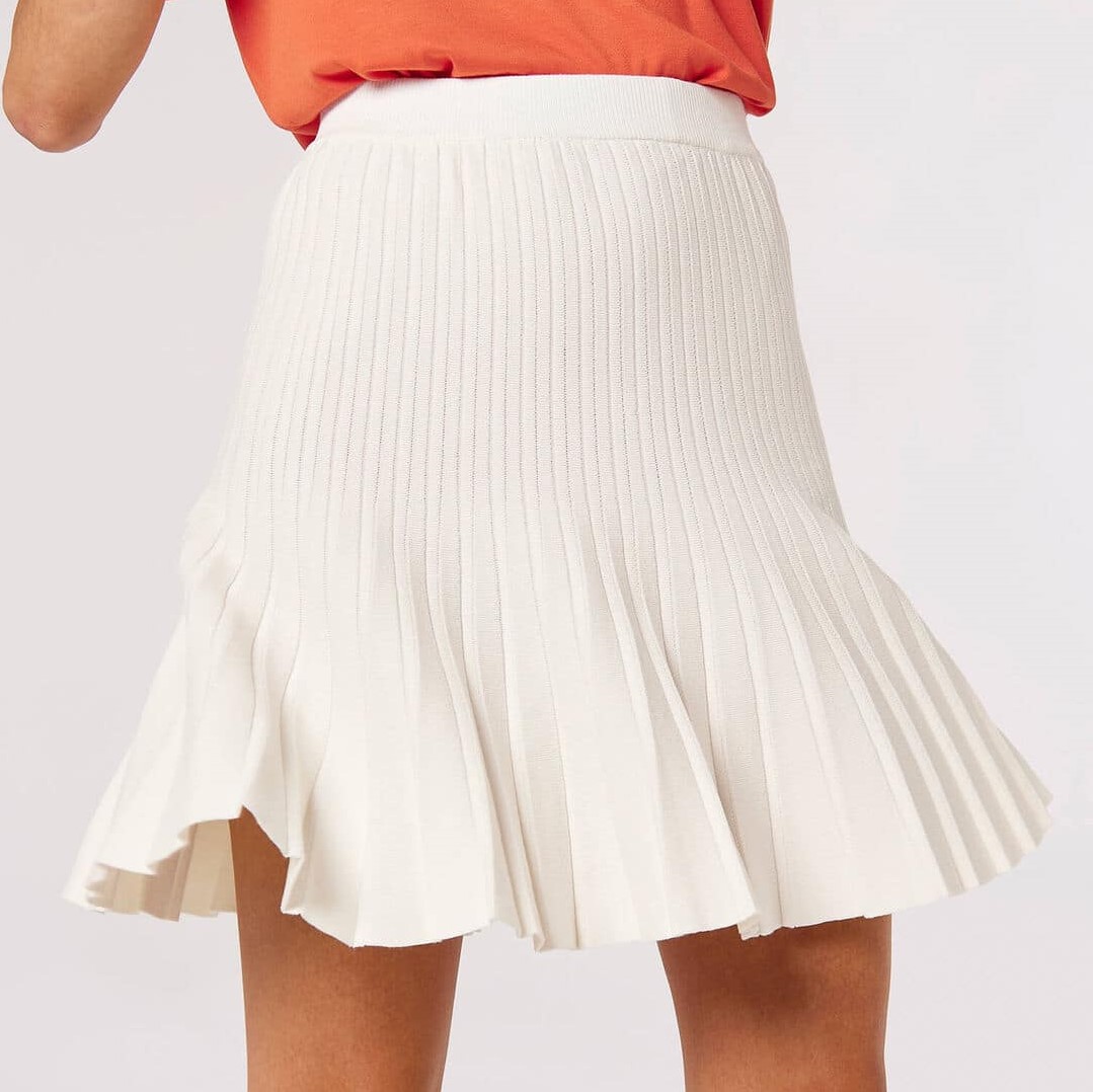 Pleated Knitted Skirt in White image