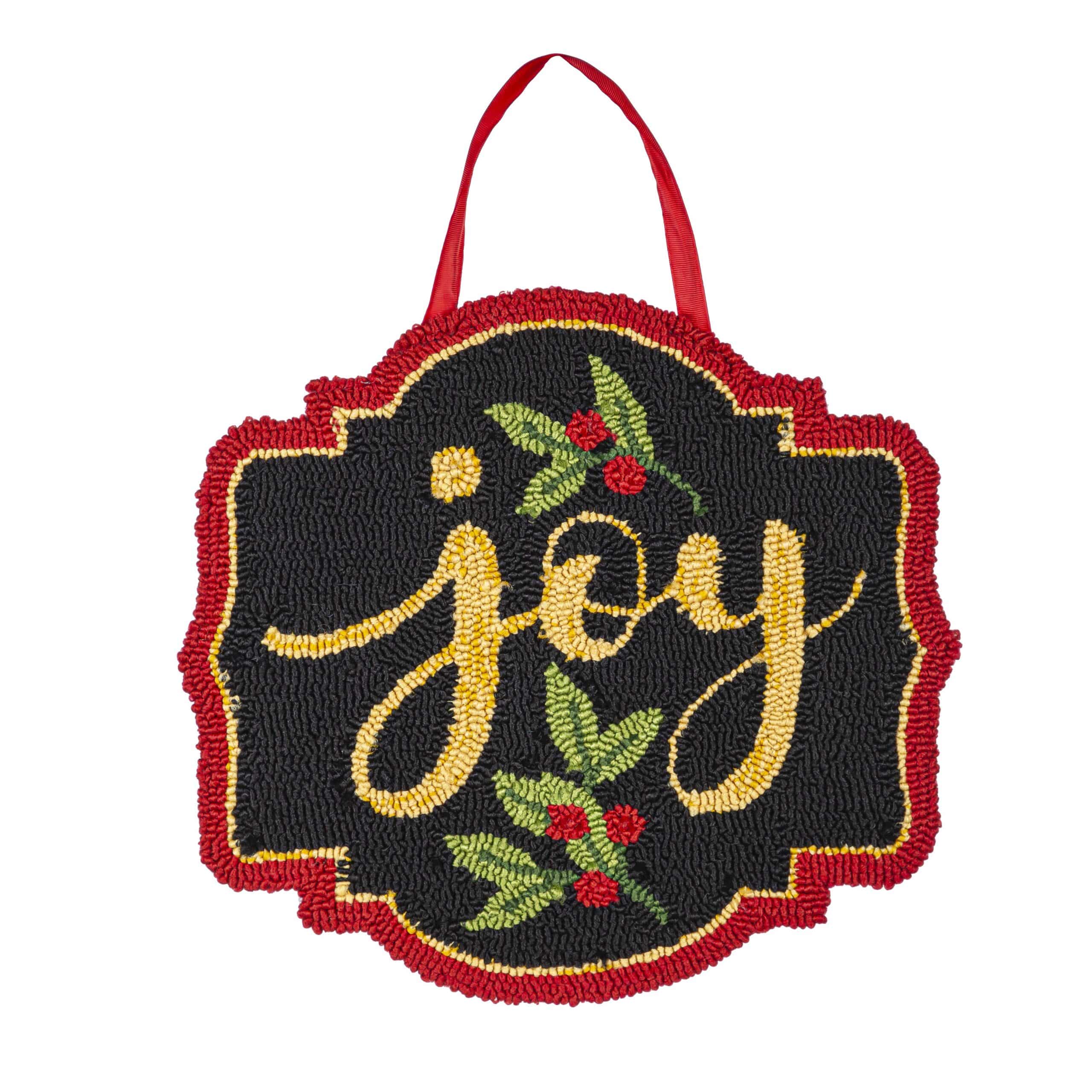 Joy and Holly Hooked Door Décor image