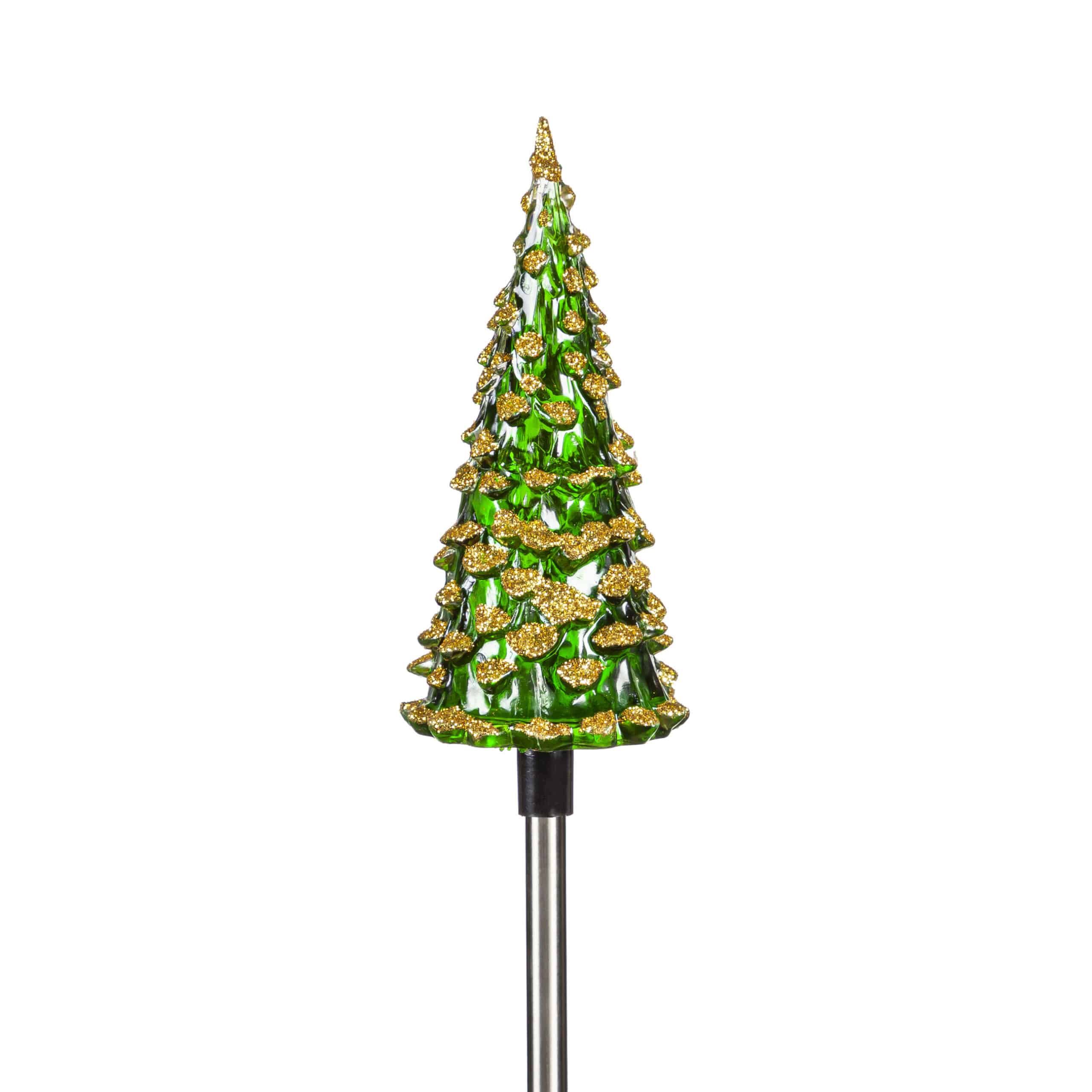 Solar Glitter Christmas Tree Garden Stake-Green image