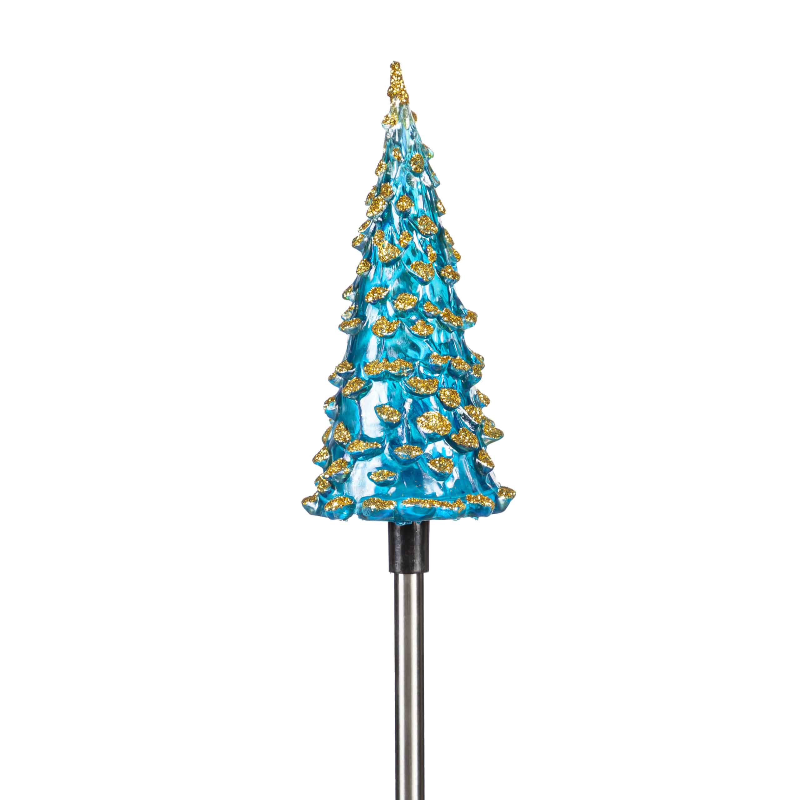 Solar Glitter Christmas Tree Garden Stake-Blue image