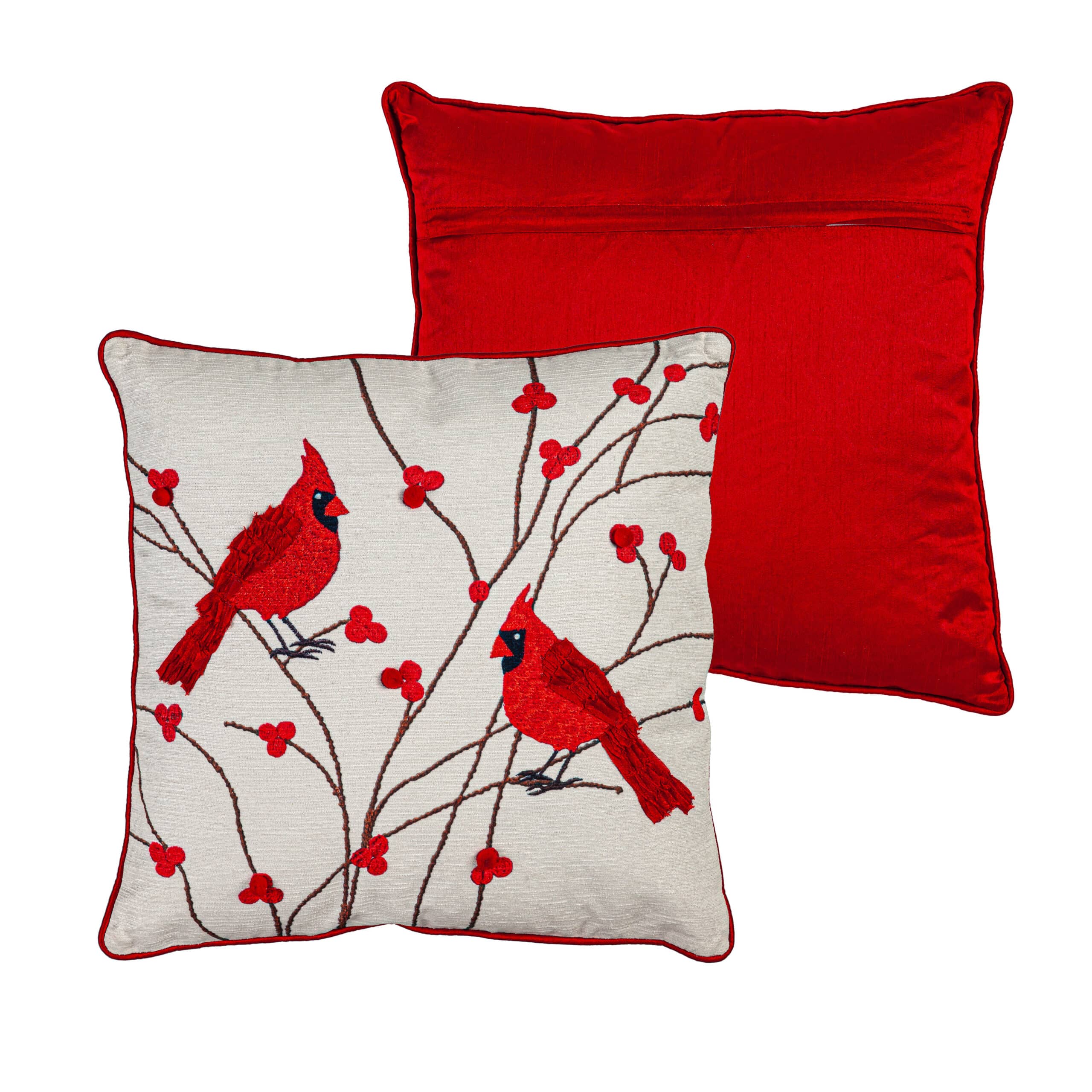 Square Cardinal Pillow with Embroidery image