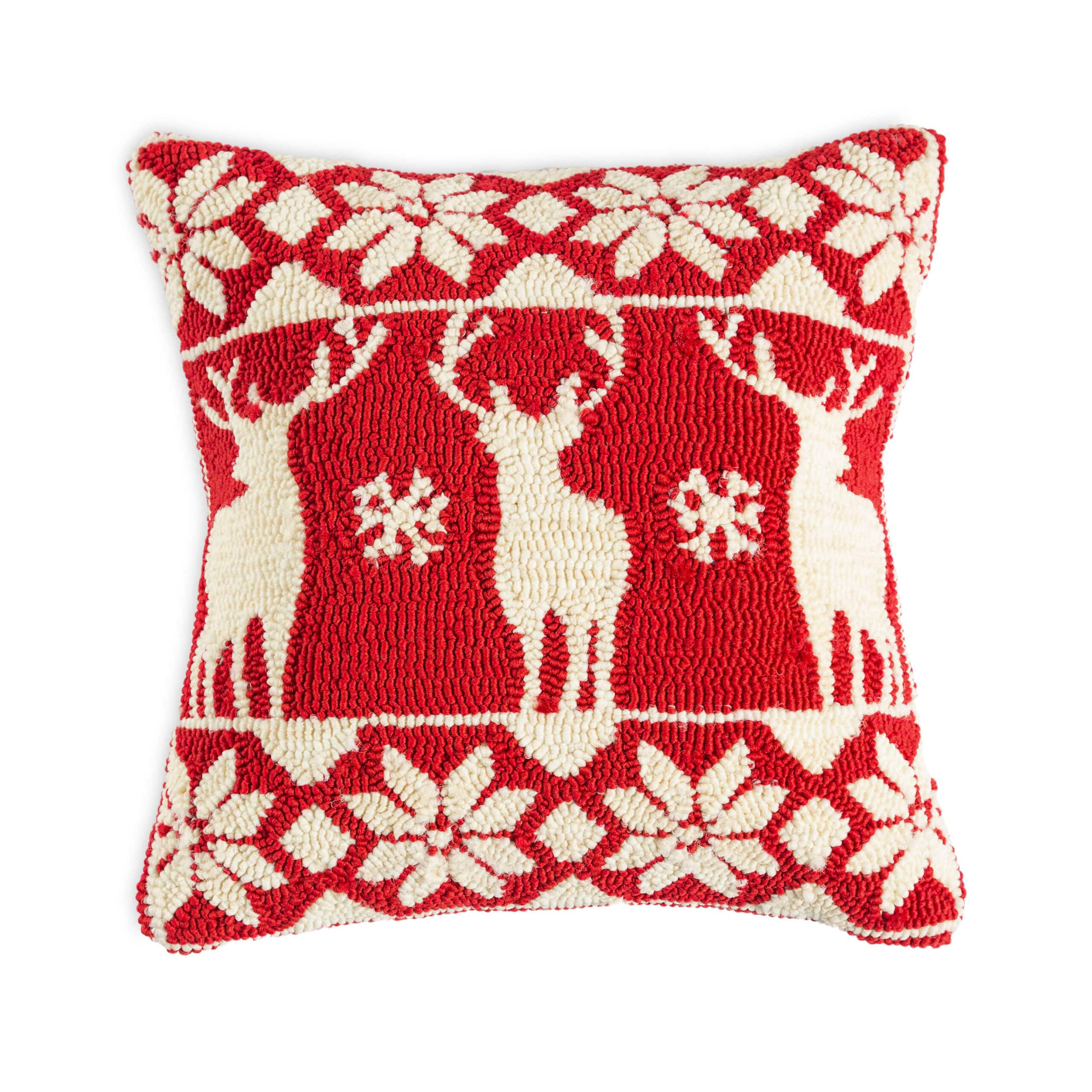 Indoor/Outdoor Hooked Reindeer Pillow image