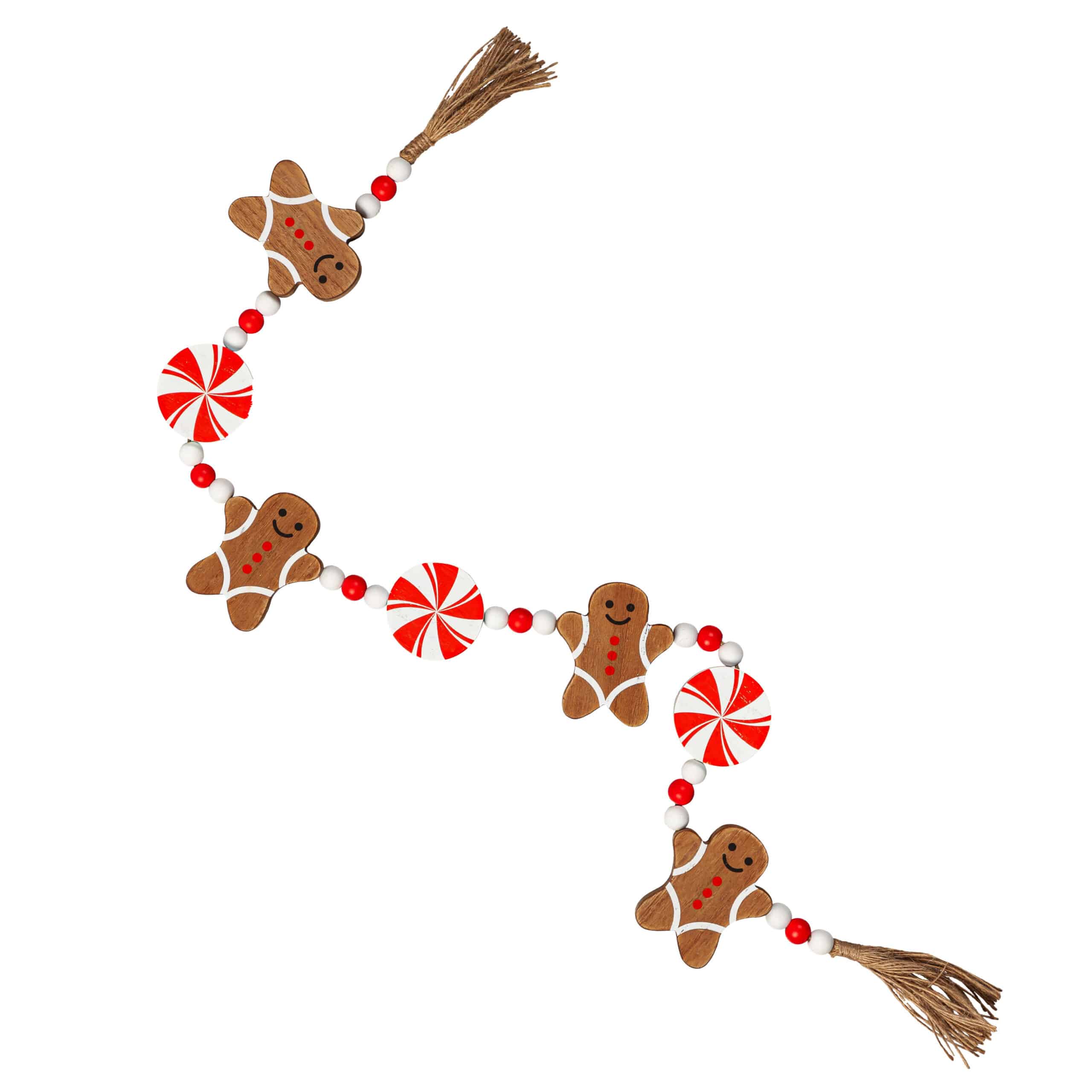 Wood Gingerbread and Peppermint Garland image