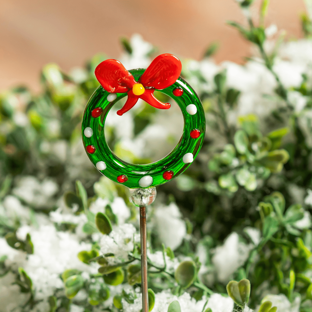 Art Glass Christmas Plant Picks-Wreath image