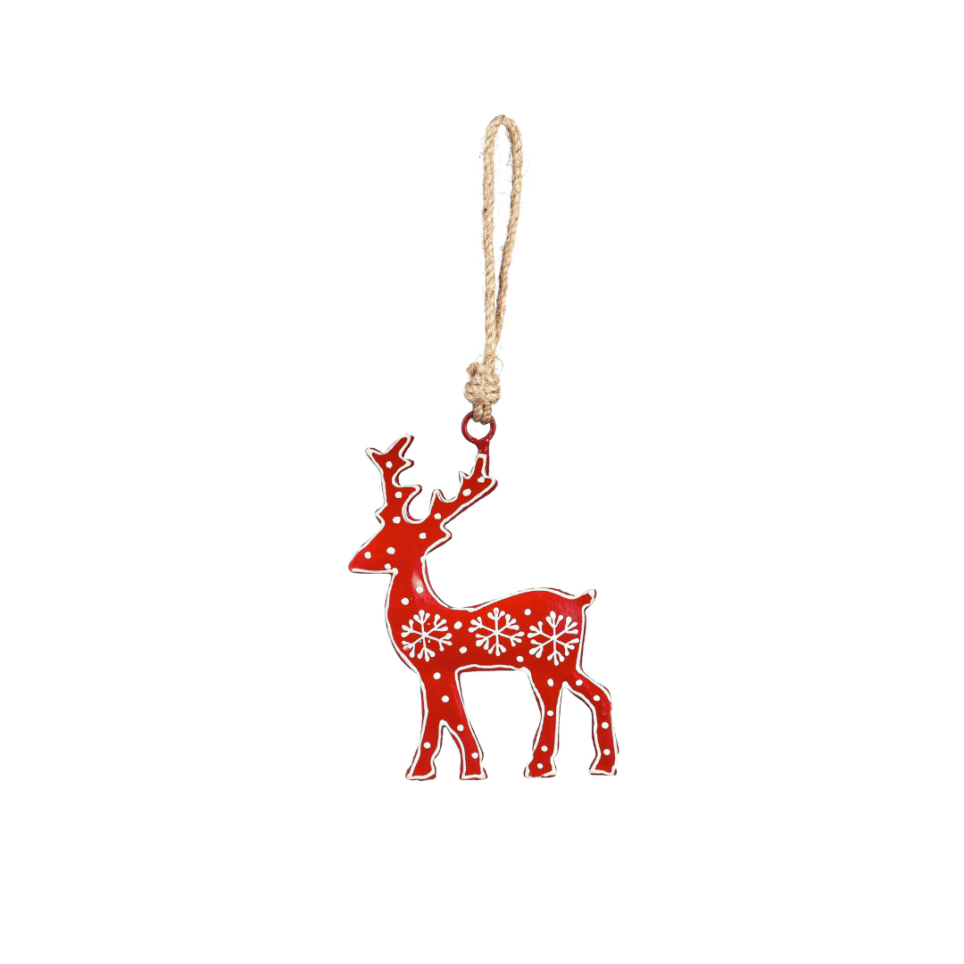 Red Metal Reindeer Ornament image