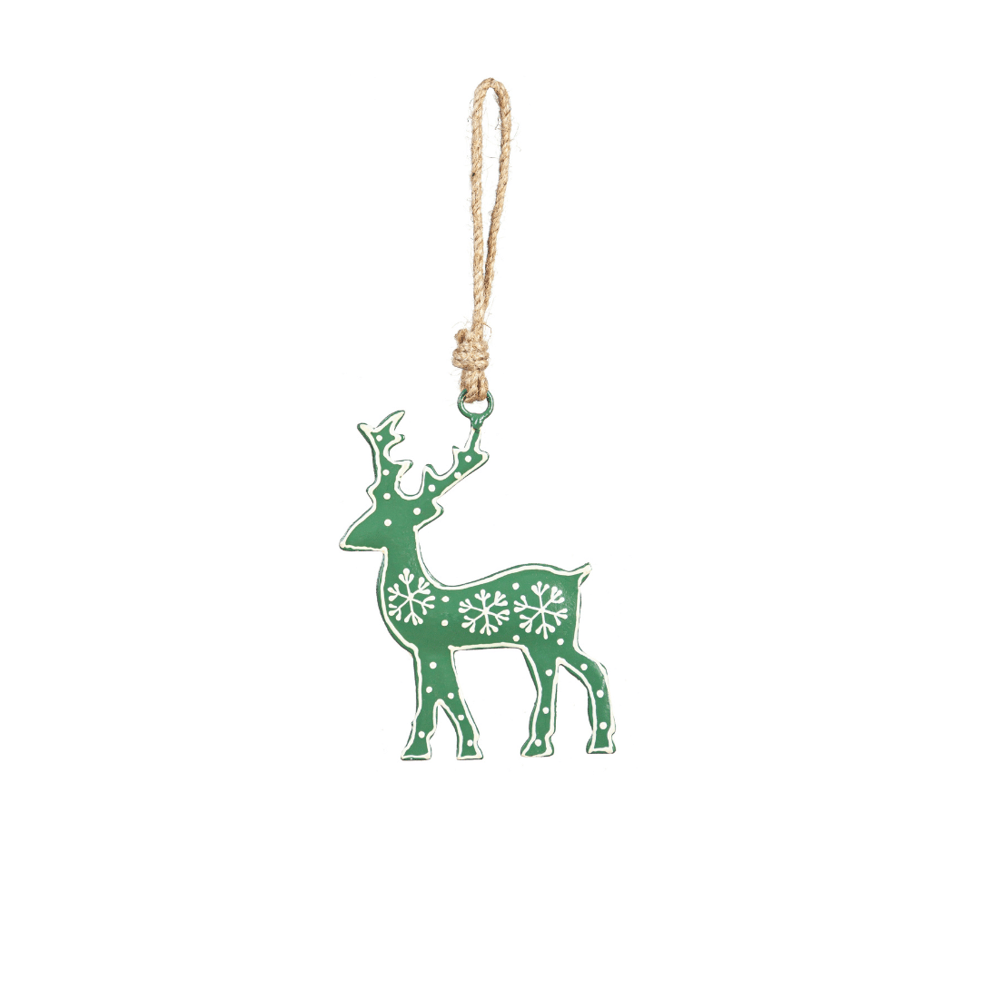 Green Metal Reindeer Ornament image