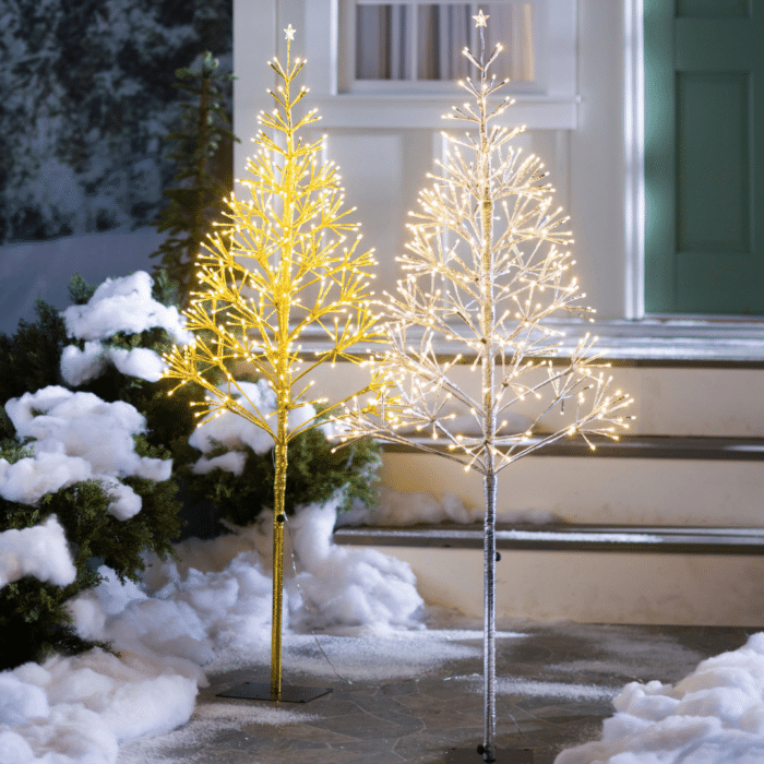 Indoor/Outdoor Silver Lighted LED Tree: 5′ White image