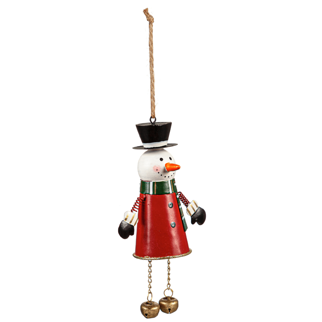 Ornament:  Metal Snowman with Bells image