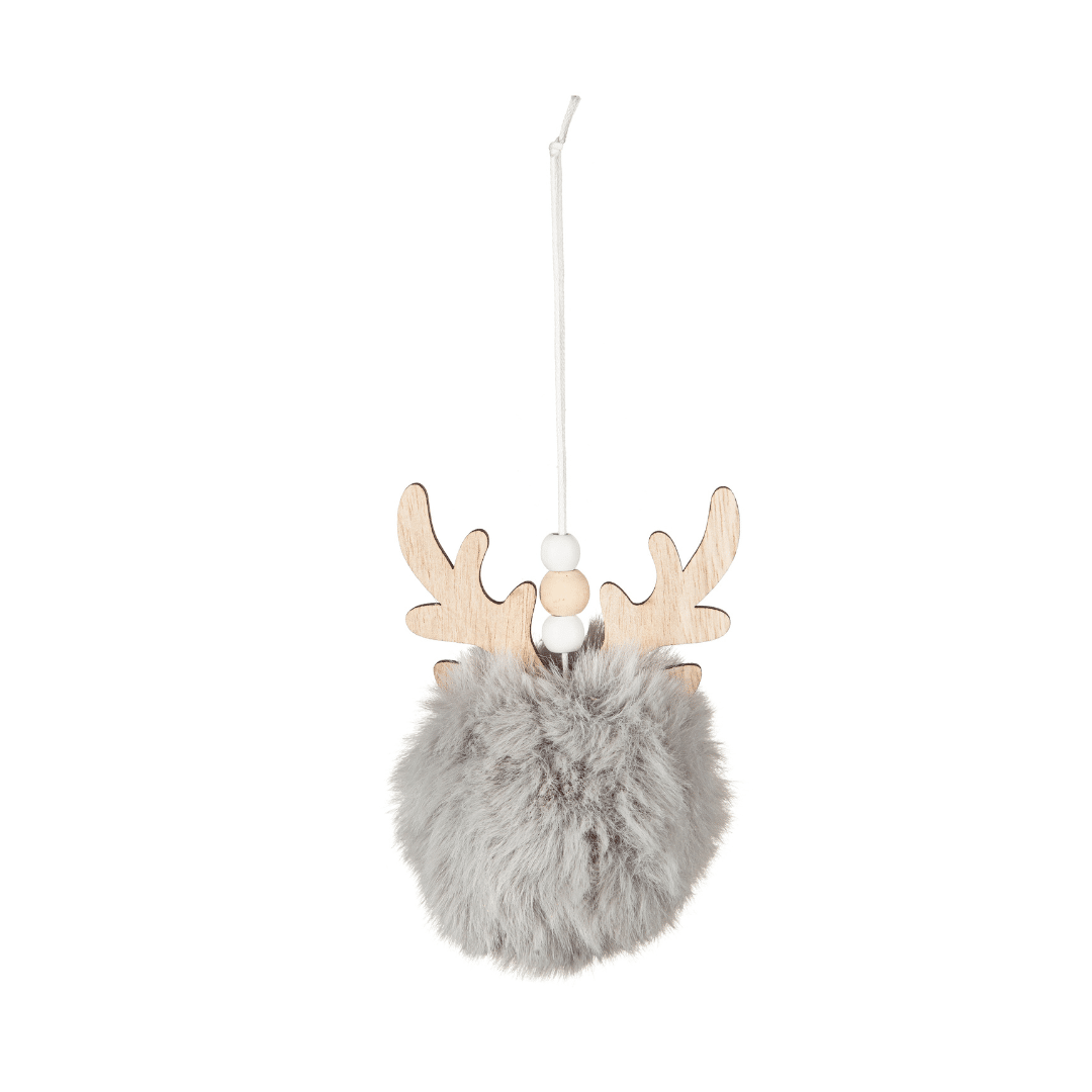 Ornament:  Fuzzy Grey Reindeer Ornament image
