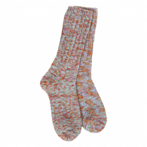 World's Softest Socks Weekend Ragg Crew Socks: Boho in mint marbled for ladies fashion and gift.