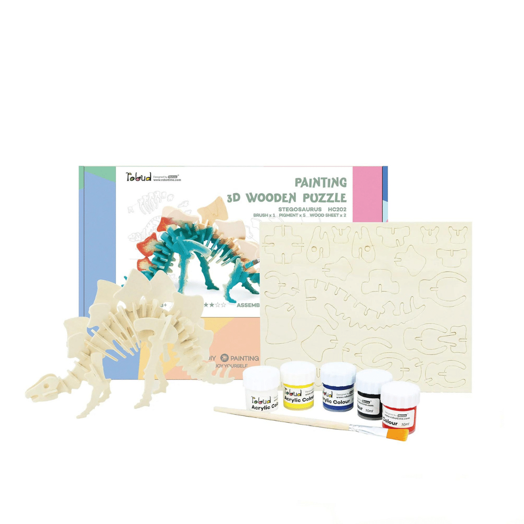 3D Wooden Puzzle Paint Kit | Stegosaurus image
