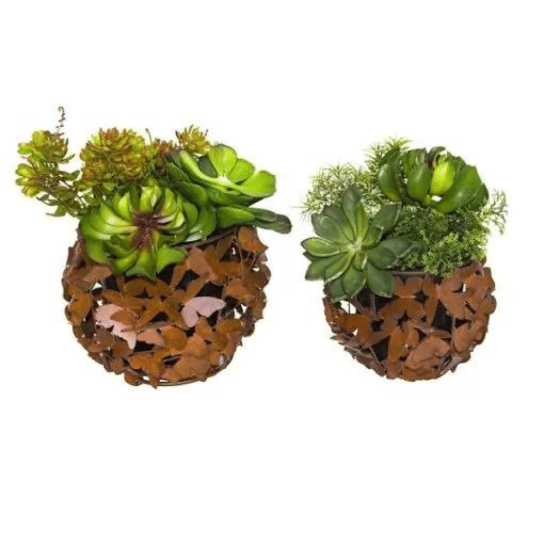 Mini Butterfly Metal Planters, Set of 2 image