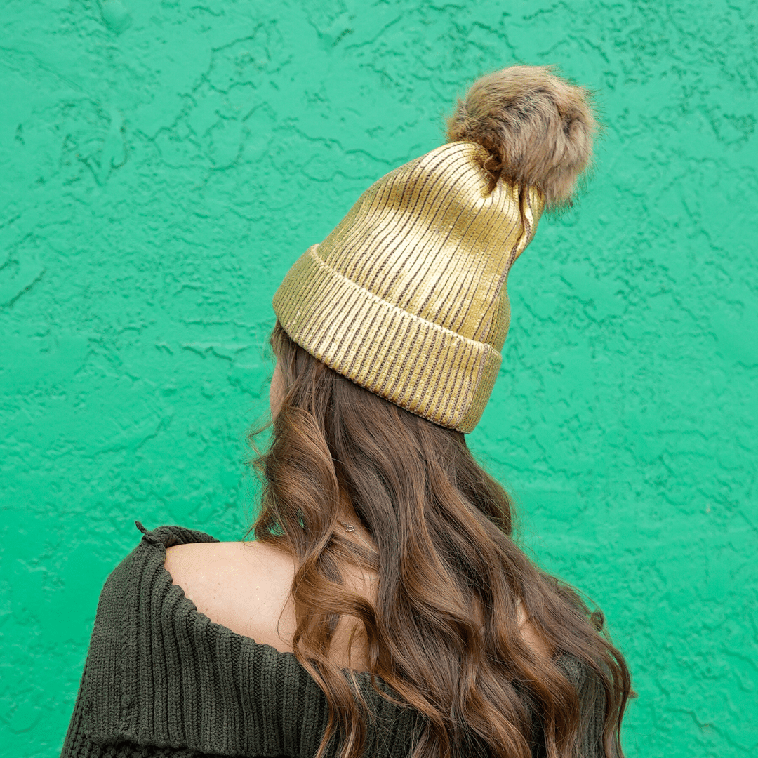 Gold Metallic Pom Hat image