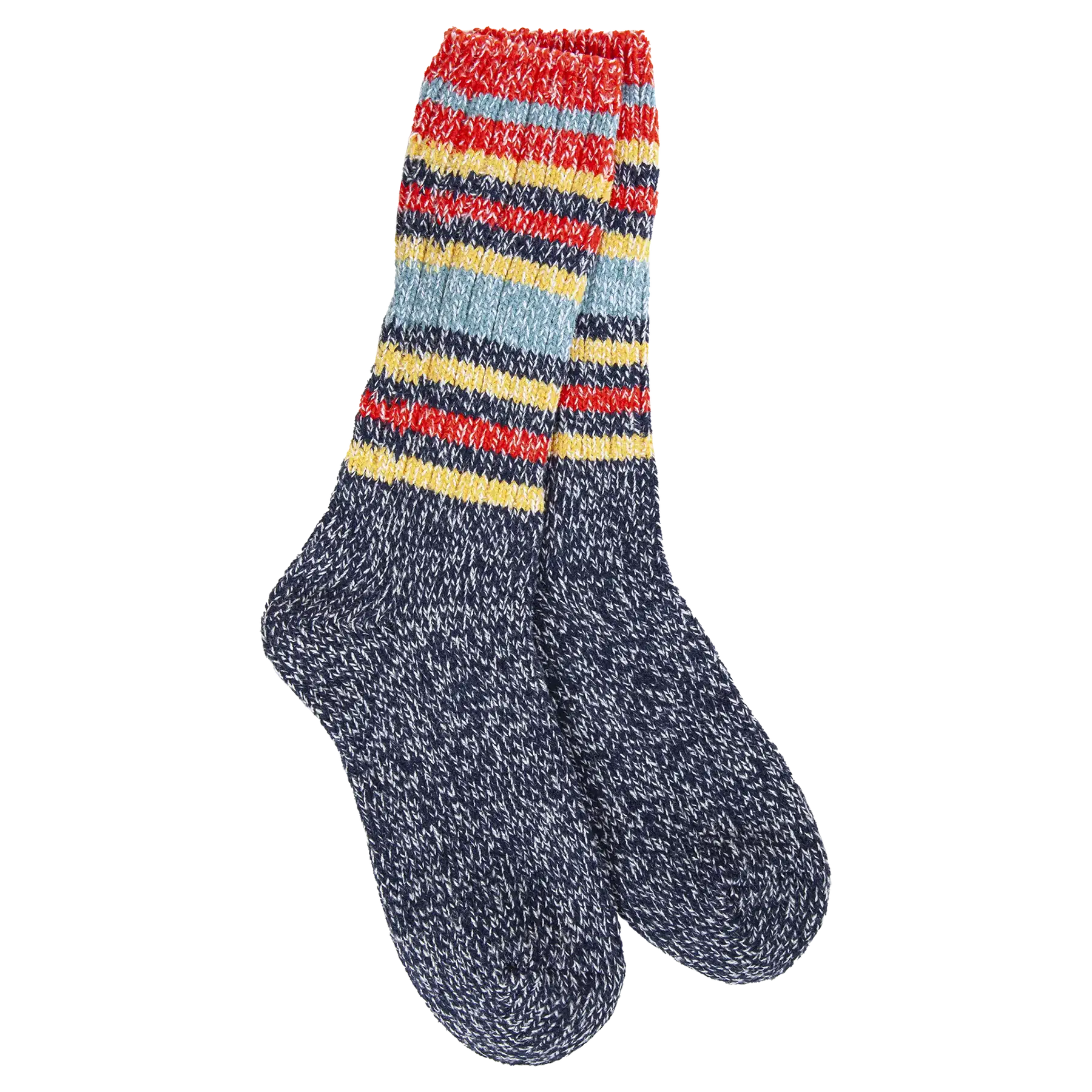 Weekend Ragg Crew Socks: Indigo Stripe image
