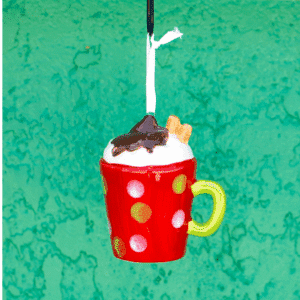 Red Polka Dot Mug Cocoa Cup Ceramic Ornament for Christmas and Holiday decoration and ornament exchanges and gifts