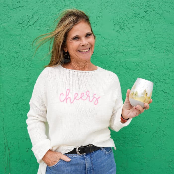 “Cheers” Cream Embroidered Sweater image