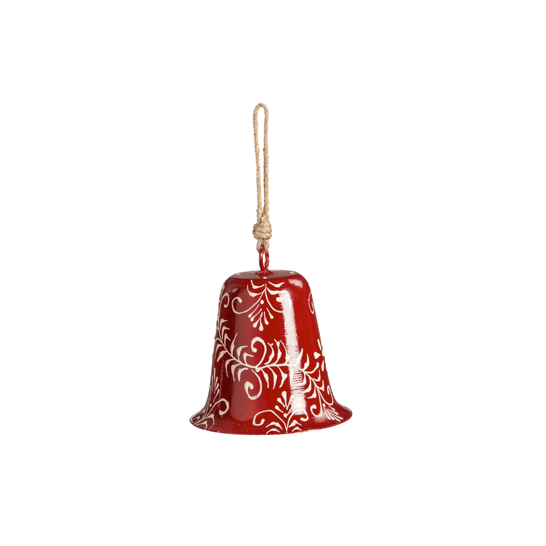 Red Hand Painted Bell Ornament image