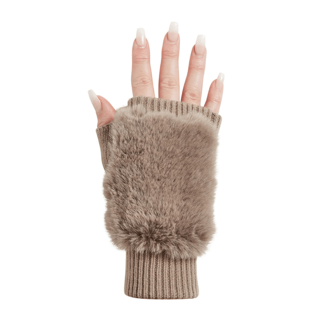 Fingerless Knit Gloves Natural image