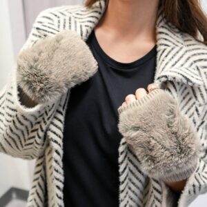 Fingerless Knit Gloves Natural