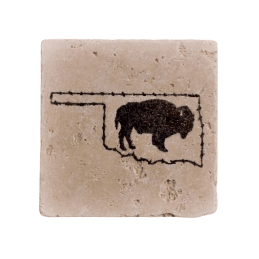 Oklahoma Travertine Coaster: OK Bison image