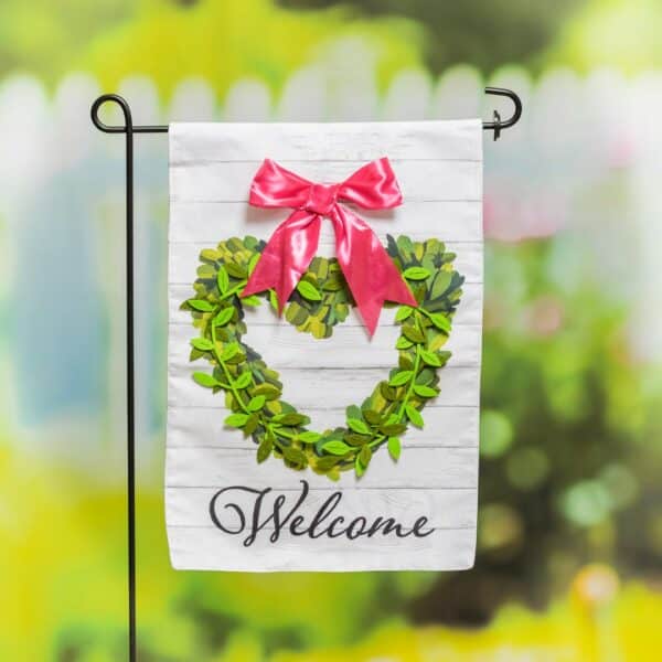 Boxwood Heart Welcome Garden Flag - Image 3