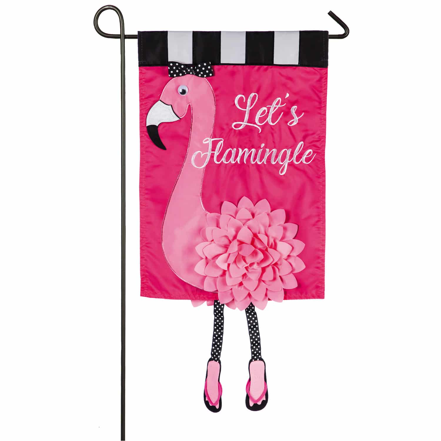 Let’s Flamingle Applique Garden Flag image