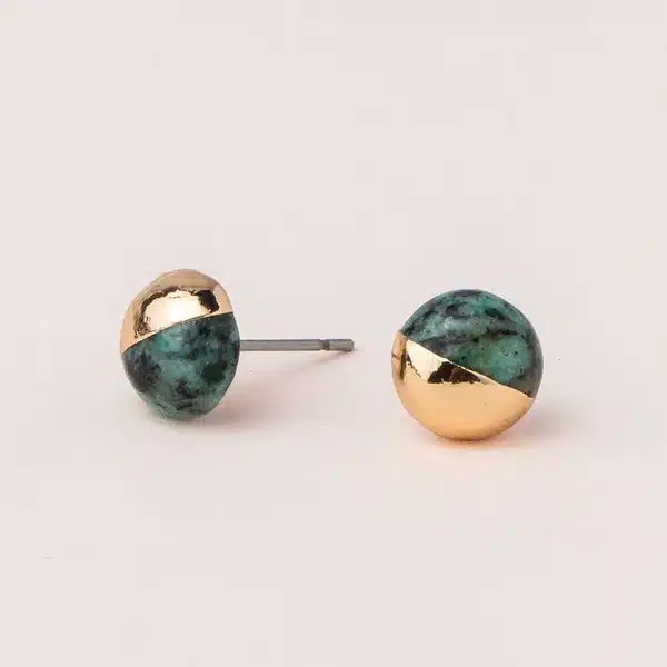 Dipped Stone Stud- African Turquoise, Stone of Transformation image
