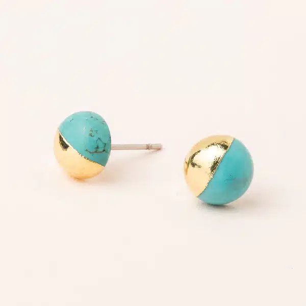 Dipped Stone Stud-Turquoise, Stone of the Sky (Gold) image