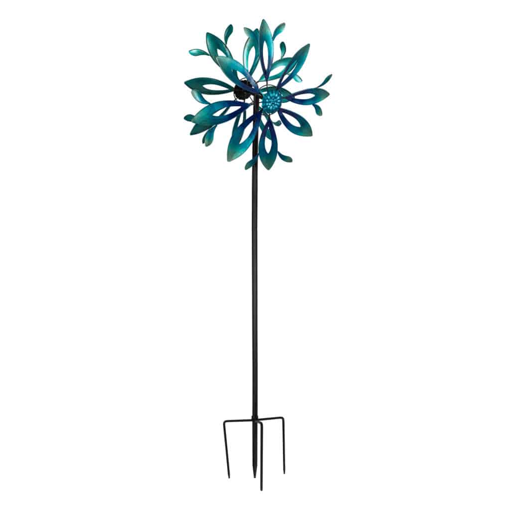 Evergreen Flag Blue Ombre Flower Wind Spinner, 75"T for yard and garden outdoor decor.