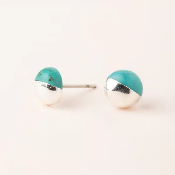 Dipped Stone Stud-Turquoise, Stone of the Sky (Silver) image