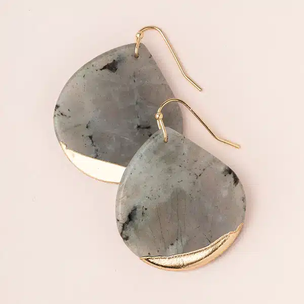 Stone Dipped Teardrop Earrings: Labradorite, Stone of Magic image