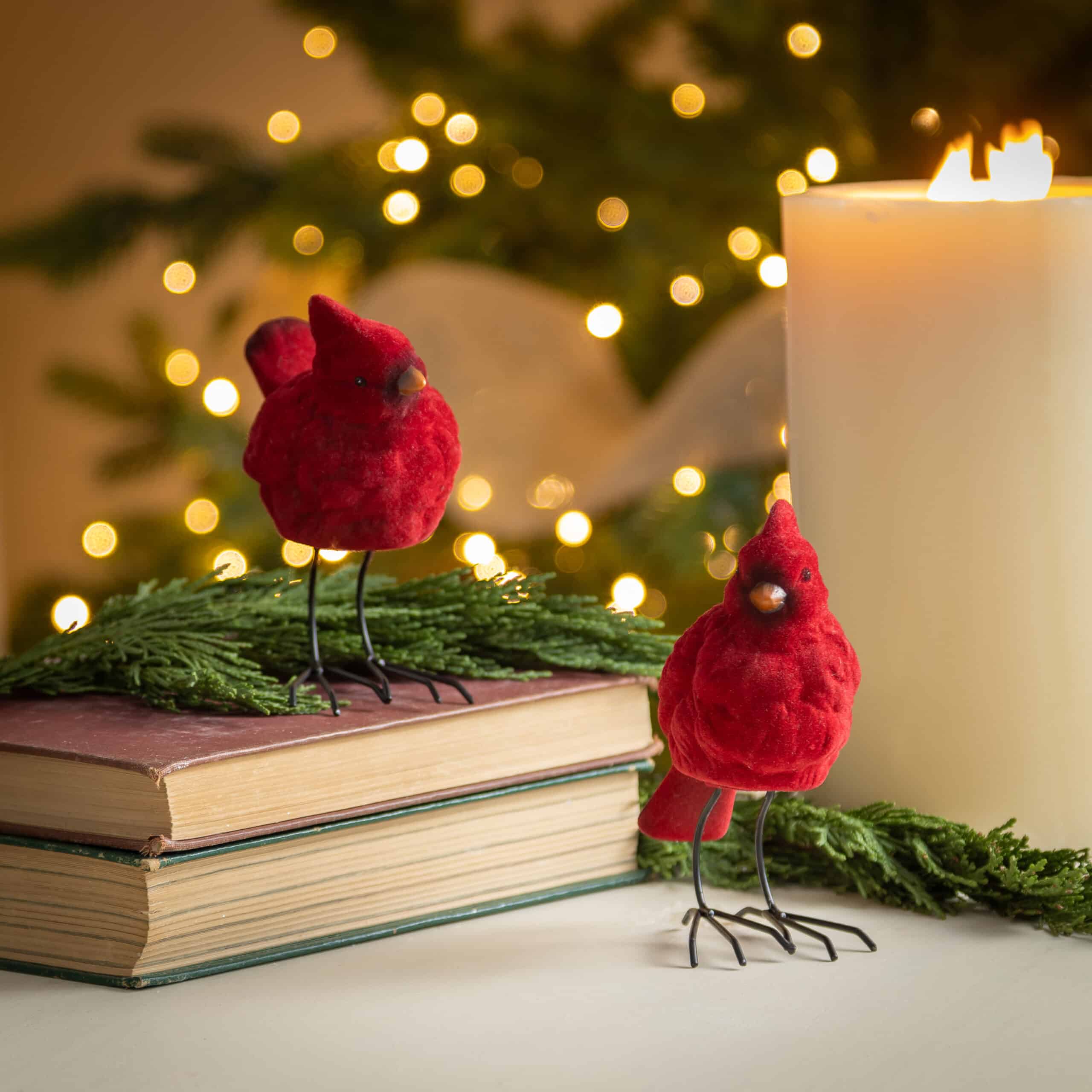 Ceramic Cardinal with Metal Feet Table Decor, Set of 2 image