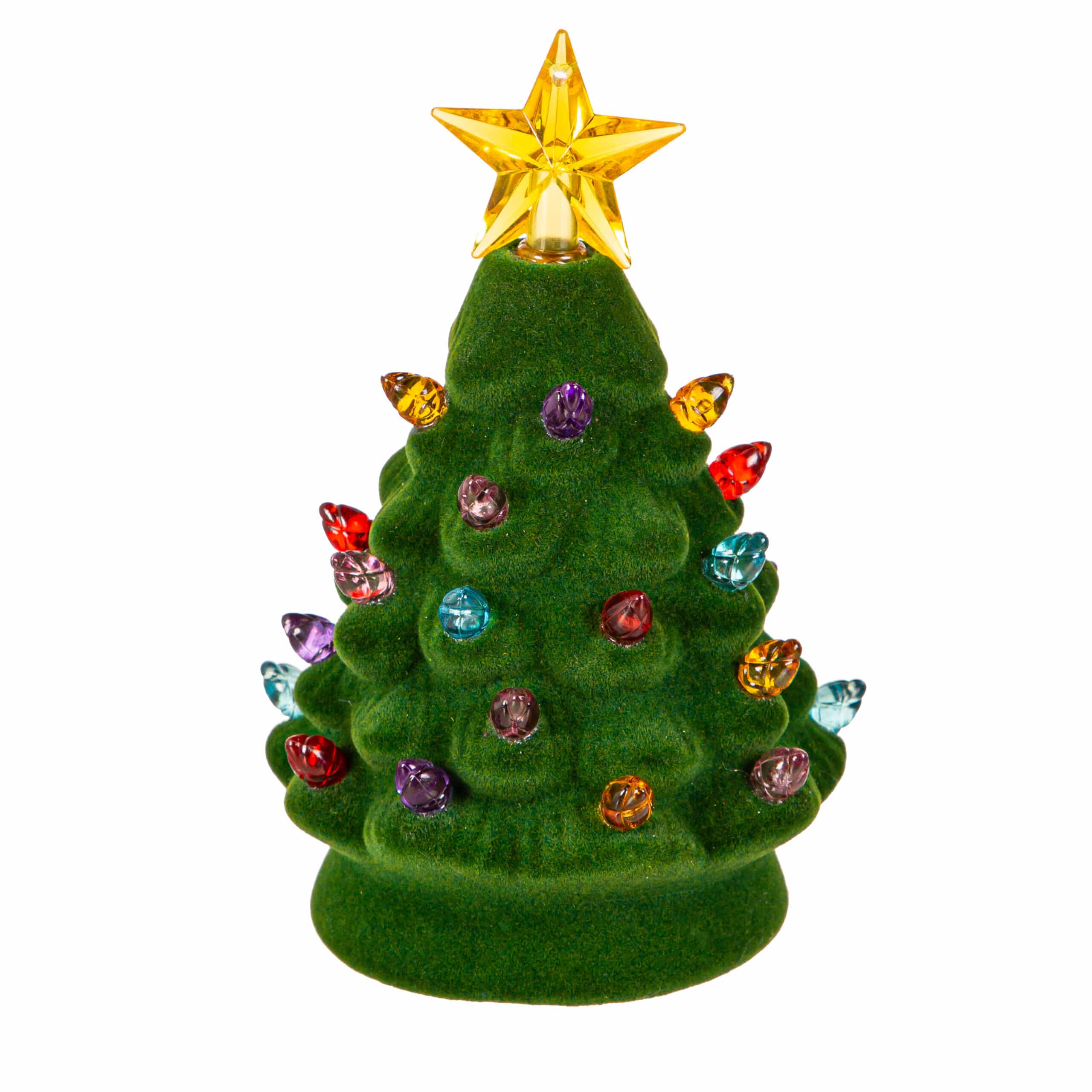 Flocked LED Ceramic Christmas Tree Table Decor image