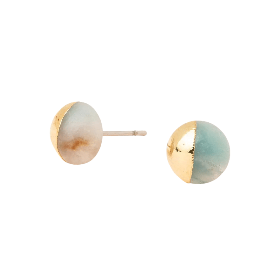 Dipped Stone Stud-Turquoise, Stone of the Sky (Gold) image