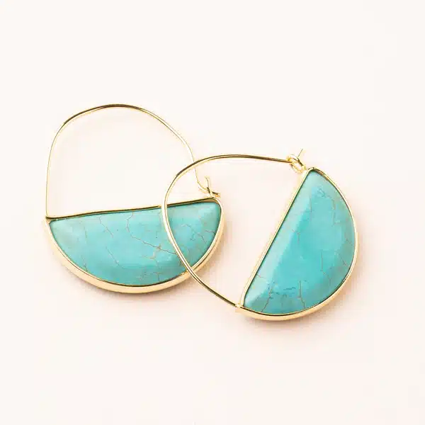 Stone Prism Hoop- Turquoise, Stone of the Sky (Gold) image