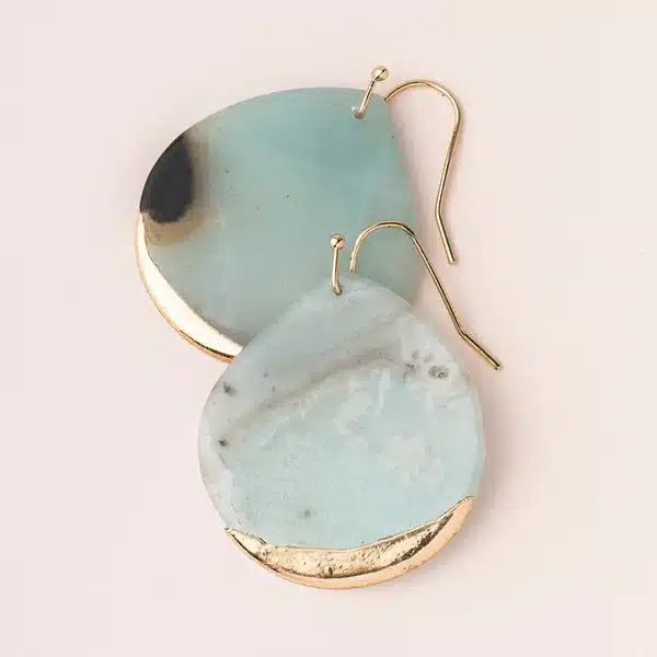 Stone Dipped Teardrop Earrings: Amazonite, Stone of Courage image