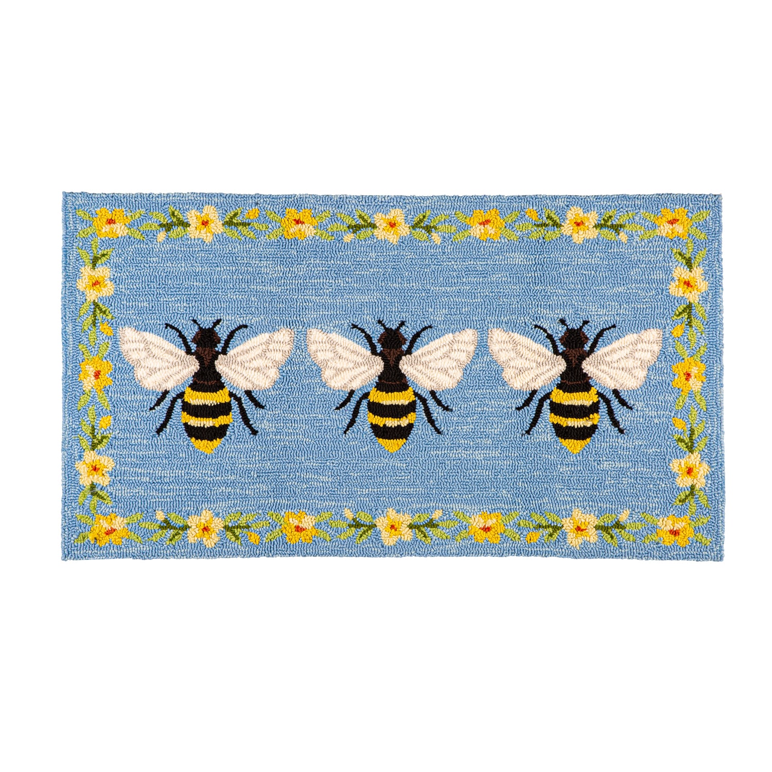 Indoor/Outdoor 3 Bees Hooked Rug image