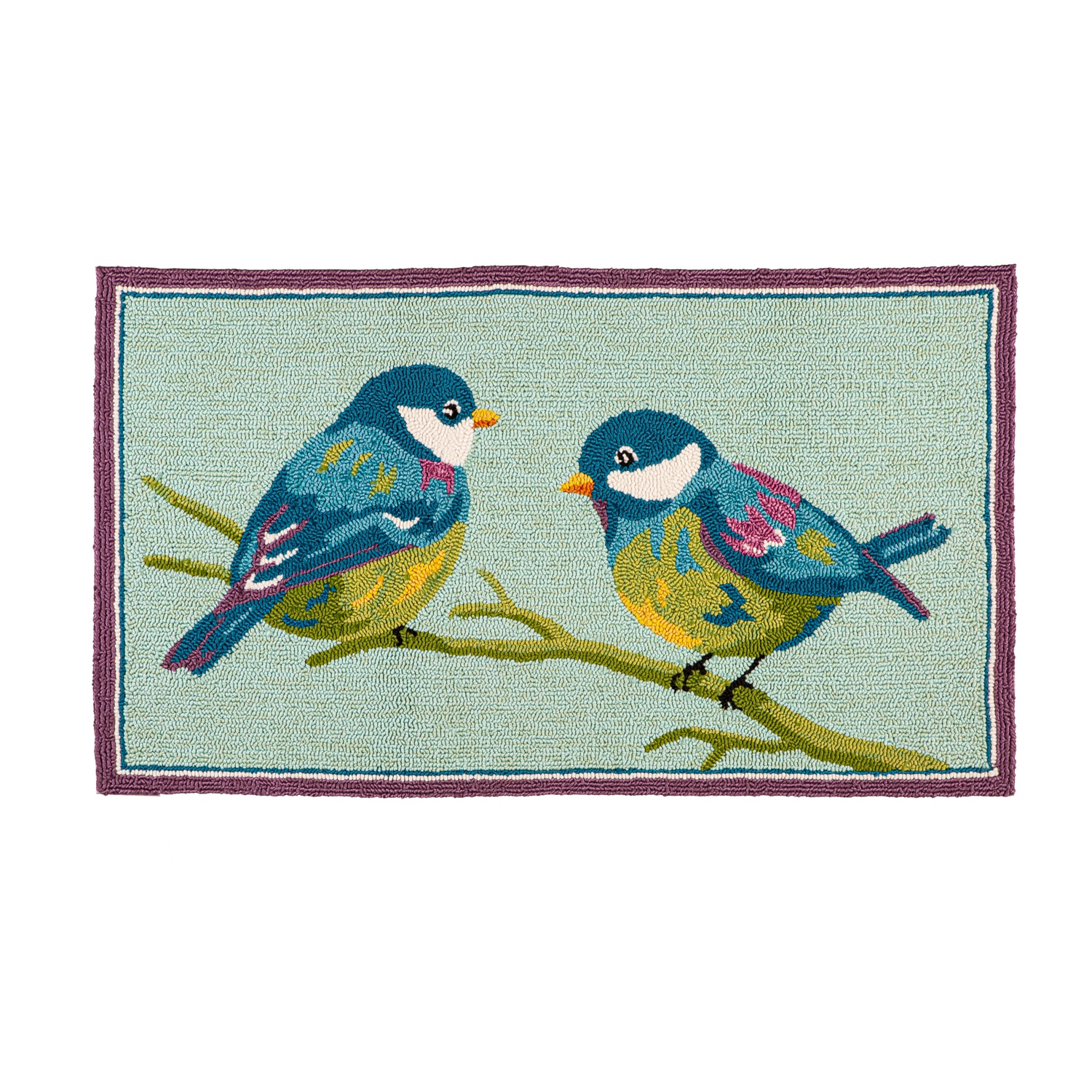 Indoor/ Outdoor Bluebird Hooked Rug image