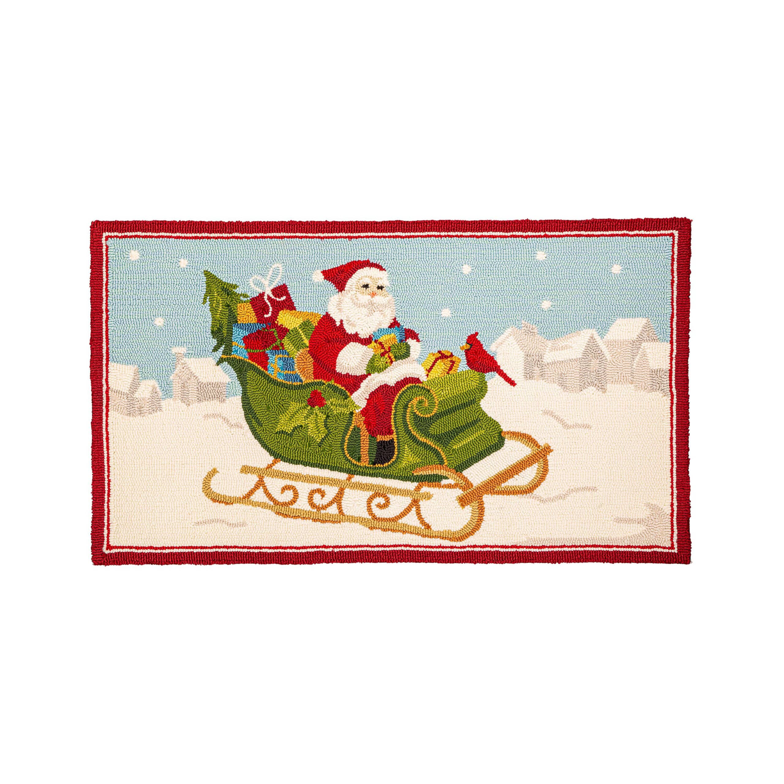 Indoor/Outdoor Santa Hooked Rug image