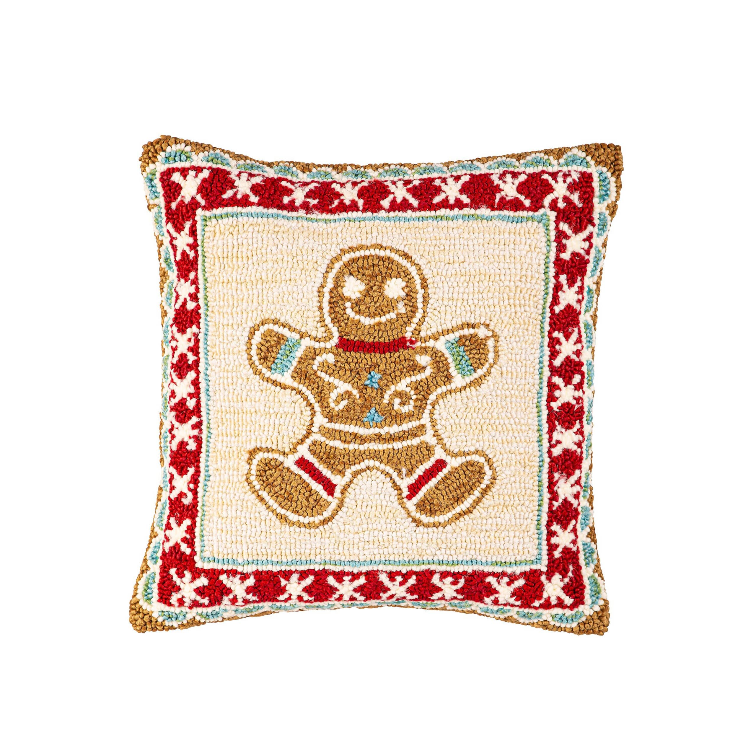 Indoor/ Outdoor Gingerbread Hooked Pillow image