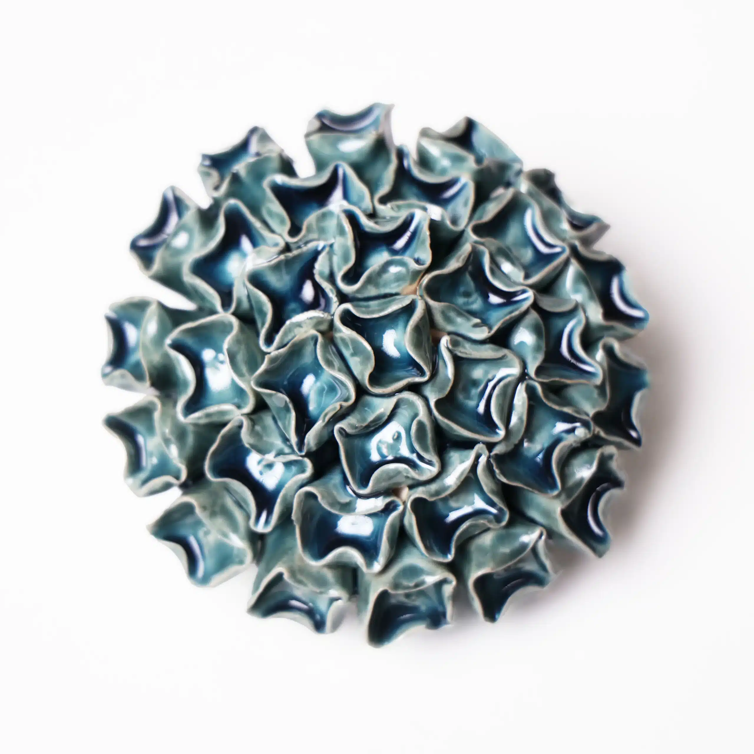Teal Ceramic Coral Flower image