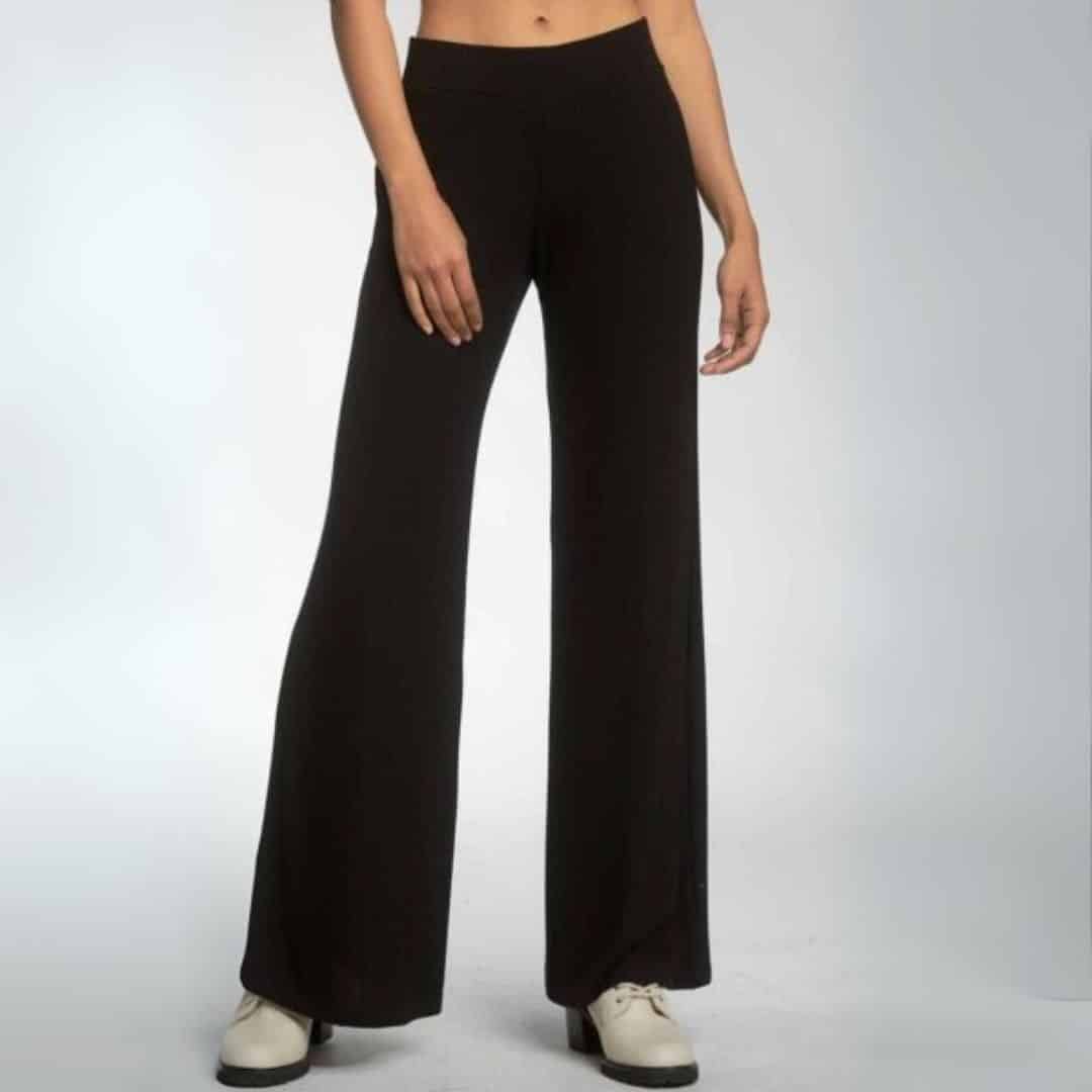 The 7 Ribbed Flared Leg High Rise Knit Pant in Black image