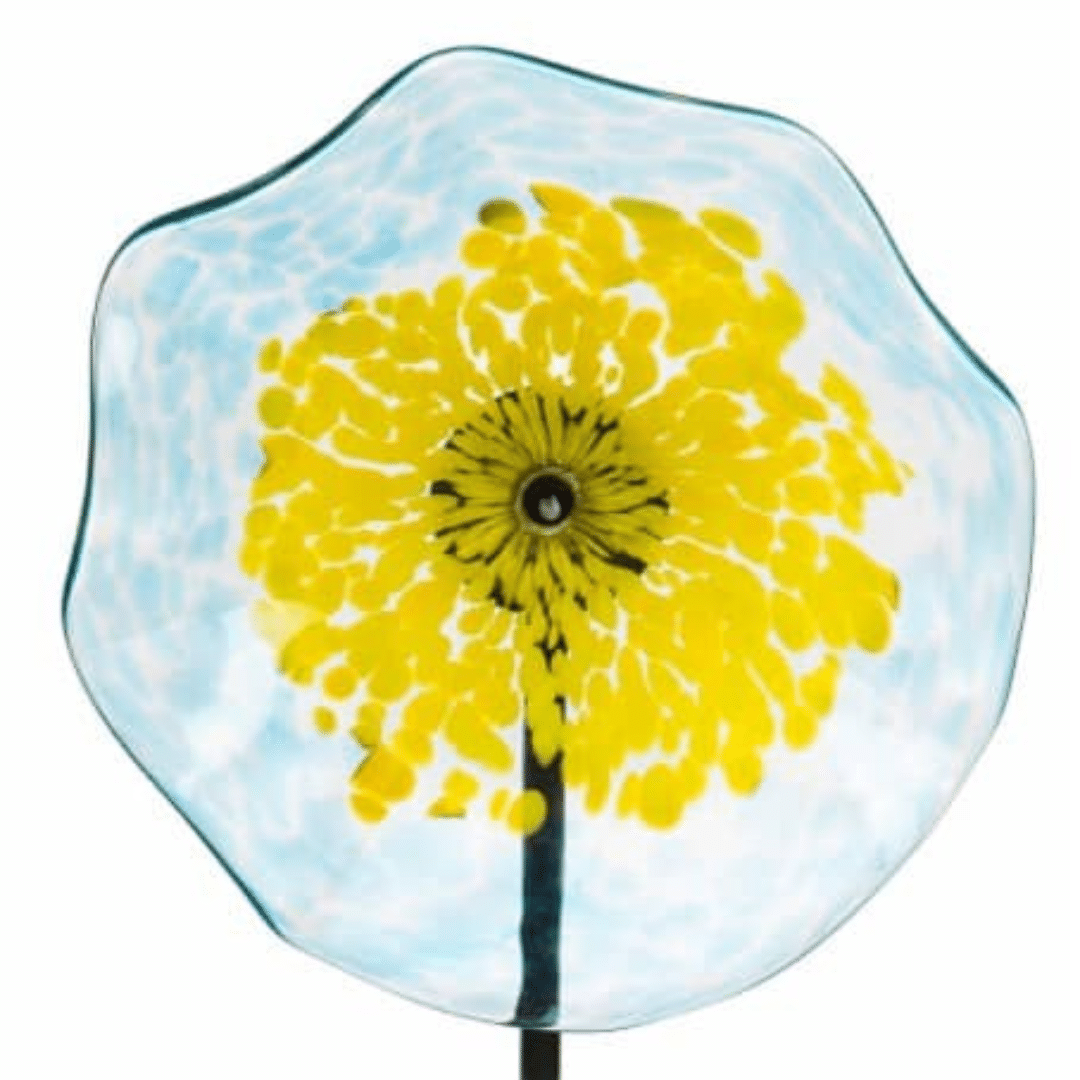 Turquoise 10″ Art Glass Flower image