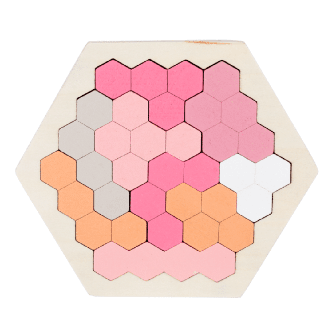 Pastel Hexagon Shape Puzzle Wooden Toy image