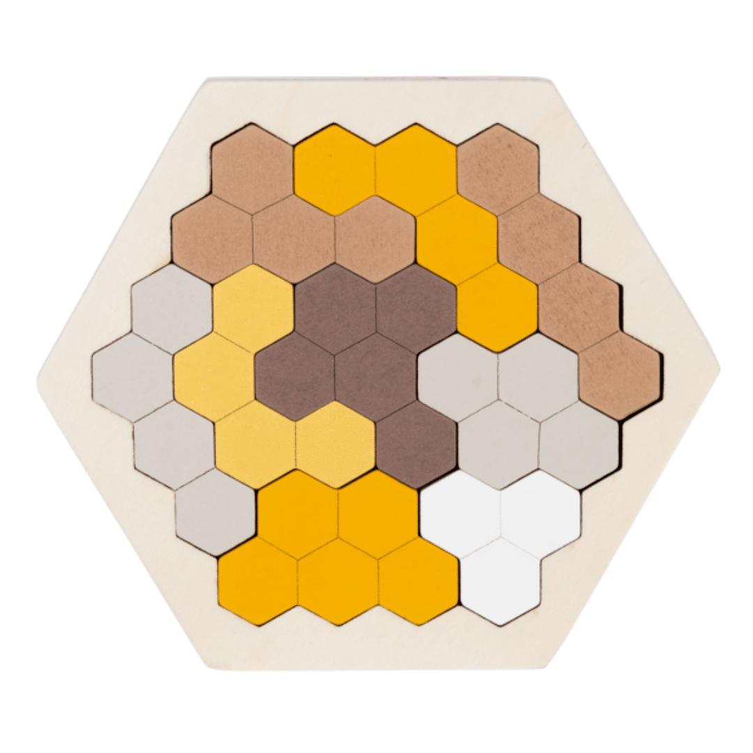 Neutral Hexagon Shape Puzzle Wooden Toy image