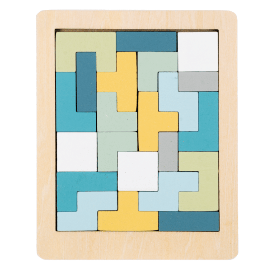 Blue Rectangle Shape Puzzle Wooden Toy image